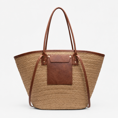 Anaelle Large Woven Straw Tote Bag with Double Handles