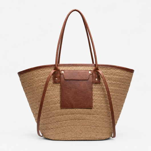 Anaelle Large Woven Straw Tote Bag with Double Handles