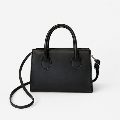 Élise Black Compact Crossbody Handbag with Top Handles