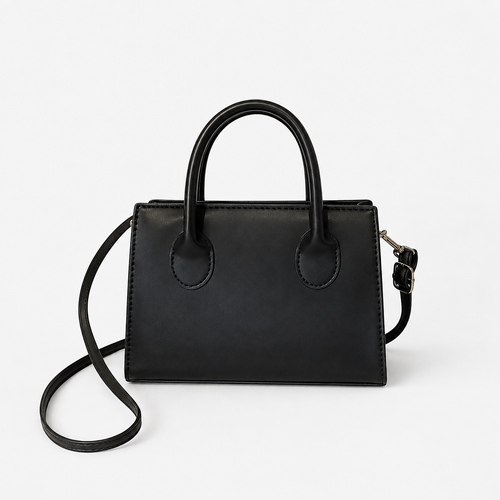 Élise Black Compact Crossbody Handbag with Top Handles