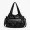 Women's Black Faux Leather Vintage School Handbag with Shoulder Strap