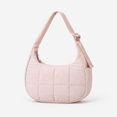 Elia Pink Quilted Nylon Shoulder Bag