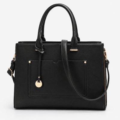 Royale Black PU Leather Structured Tote Handbag