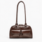 Brown Synthetic Leather Multi-Pocket Handbag