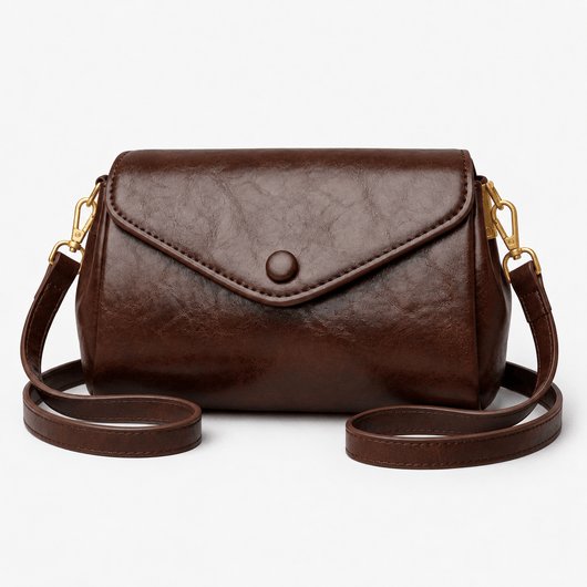 Lilia Brown PU Leather Crossbody Bag with Flap Closure