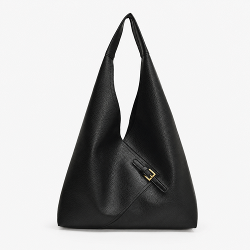 LICA Large Black Soft Leather Hobo School Bag