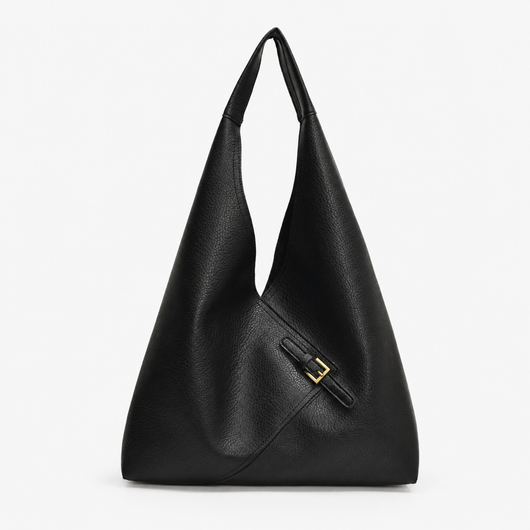 LICA Large Black Soft Leather Hobo School Bag