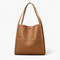 Brown PU Leather Structured Tote Bag