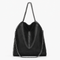 Konie Black Leather Slouchy Shoulder Handbag with Chain Strap