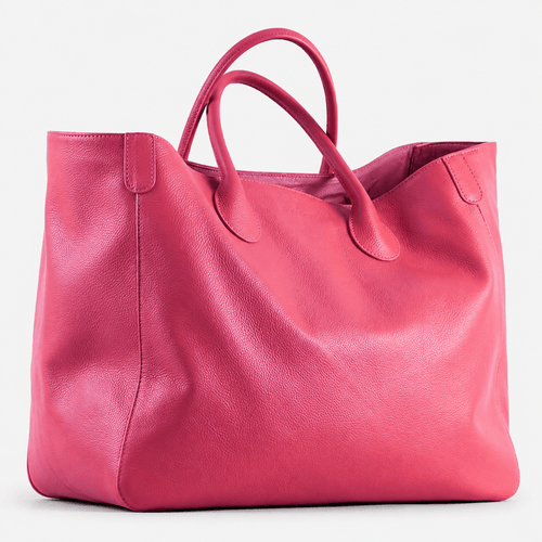 Large Pink PU Leather Cabas Tote Bag for Women