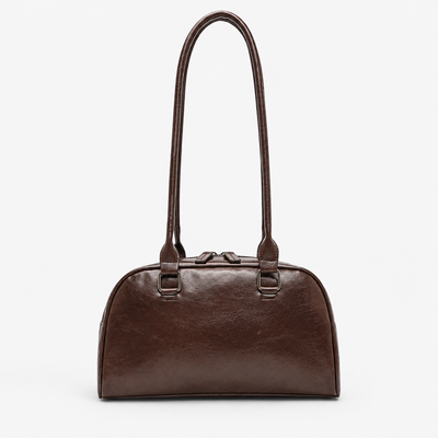 Brown Synthetic Leather Multi-Pocket Handbag