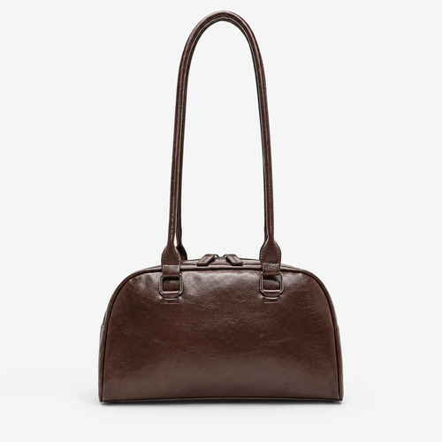 Brown Synthetic Leather Multi-Pocket Handbag