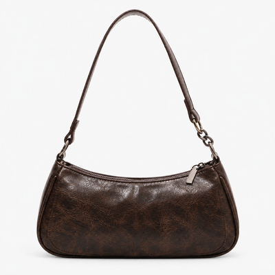 Brown Vintage Faux Leather Shoulder Handbag