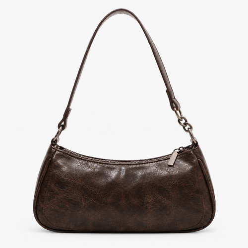 Brown Vintage Faux Leather Shoulder Handbag