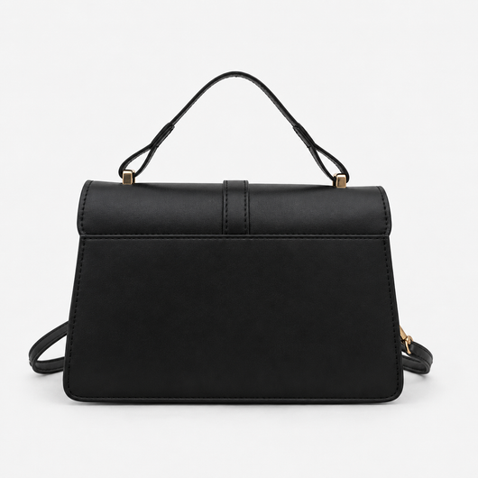 Isaline Small Black Crossbody Handbag with Gold-Tone Flap