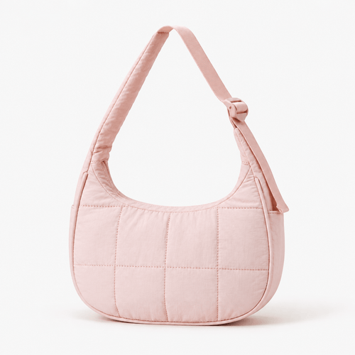 Elia Pink Quilted Nylon Shoulder Bag