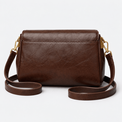 Lilia Brown PU Leather Crossbody Bag with Flap Closure
