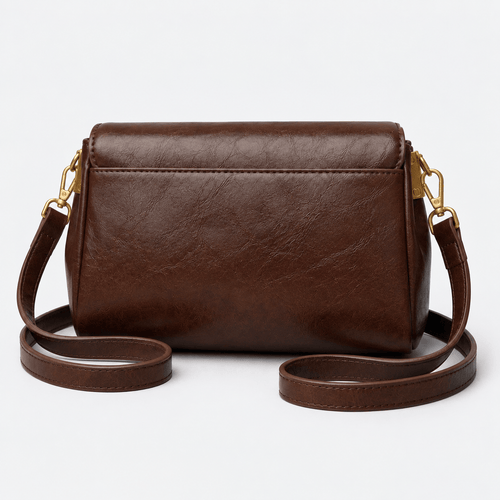 Lilia Brown PU Leather Crossbody Bag with Flap Closure