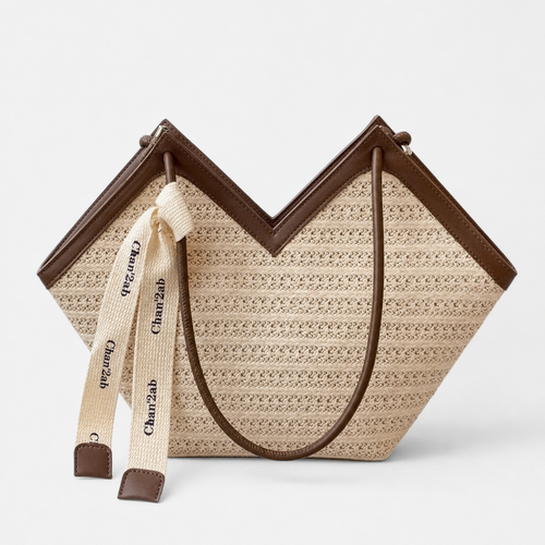 Mila Women's Straw Tote Bag with Decorative Ribbon