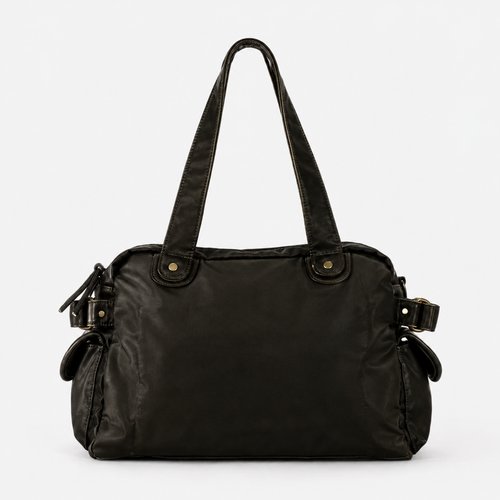 Dark Brown Vintage Multi-Pocket School Shoulder Bag