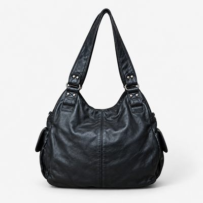 Clémentine Black Faux Leather Multi-Pocket Shoulder Bag