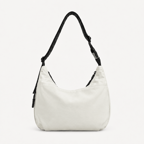 White Nylon Hobo Shoulder Bag with Adjustable Strap
