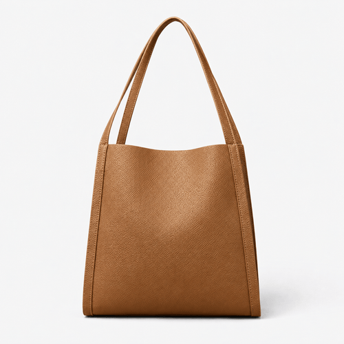 Brown PU Leather Structured Tote Bag