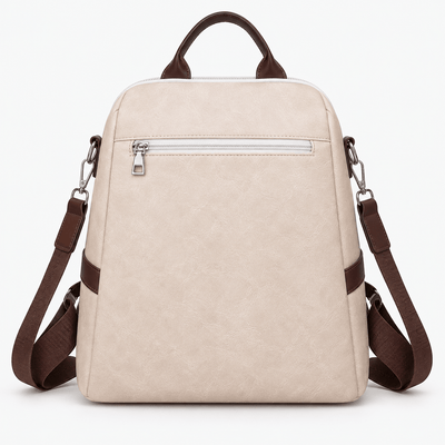 Women's Beige PU Leather Convertible Backpack Chest Bag