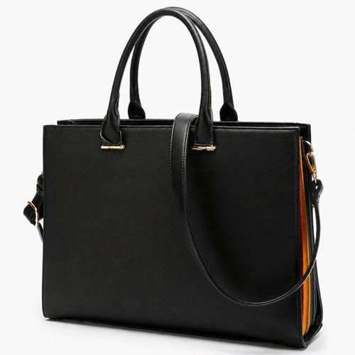 Royale Black PU Leather Structured Tote Handbag