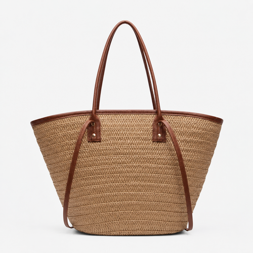Anaelle Large Woven Straw Tote Bag with Double Handles