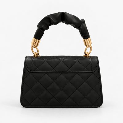 Sophie Black Quilted Flap Shoulder Bag with Gold Chain Strap