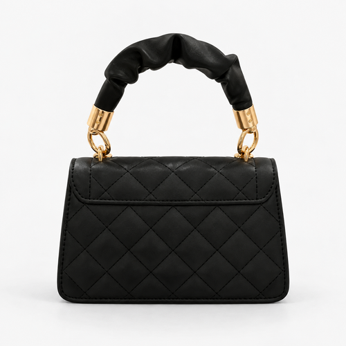 Sophie Black Quilted Flap Shoulder Bag with Gold Chain Strap