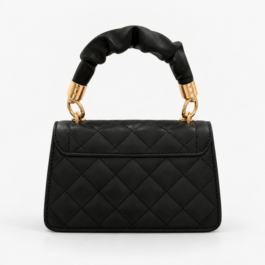 Sophie Black Quilted Flap Shoulder Bag with Gold Chain Strap