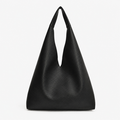 LICA Large Black Soft Leather Hobo School Bag