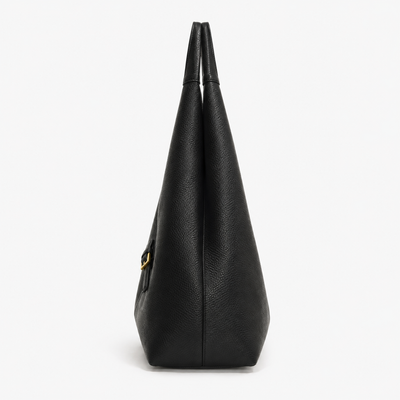 LICA Large Black Soft Leather Hobo School Bag