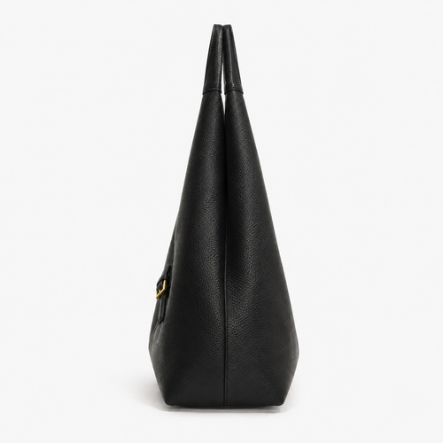 LICA Large Black Soft Leather Hobo School Bag