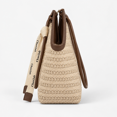 Mila Women's Straw Tote Bag with Decorative Ribbon