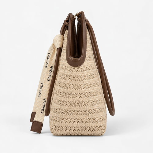 Mila Women's Straw Tote Bag with Decorative Ribbon