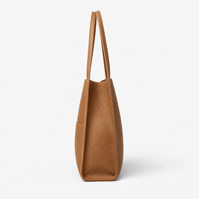 Brown PU Leather Structured Tote Bag