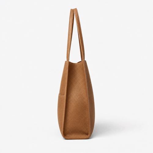 Brown PU Leather Structured Tote Bag