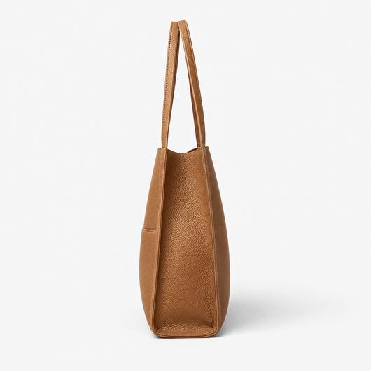 Brown PU Leather Structured Tote Bag