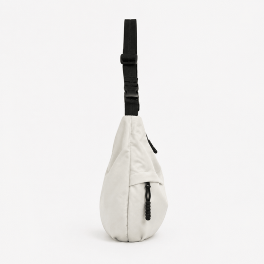 White Nylon Hobo Shoulder Bag with Adjustable Strap