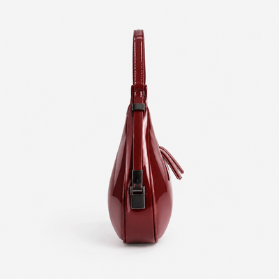 Luna Red Patent Faux Leather Half-Moon Shoulder Bag