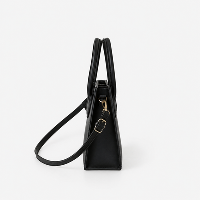 Élise Black Compact Crossbody Handbag with Top Handles