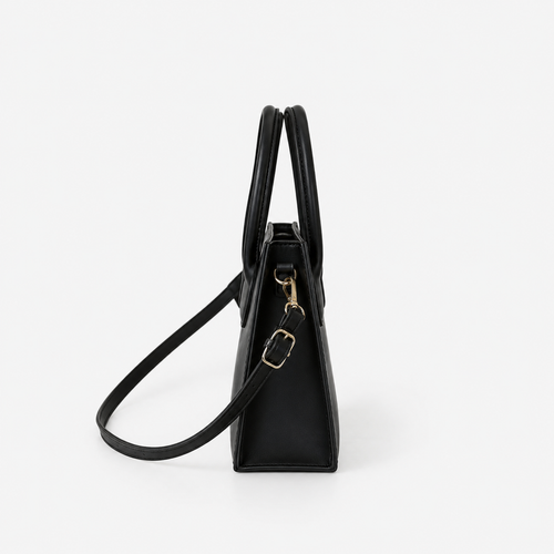 Élise Black Compact Crossbody Handbag with Top Handles