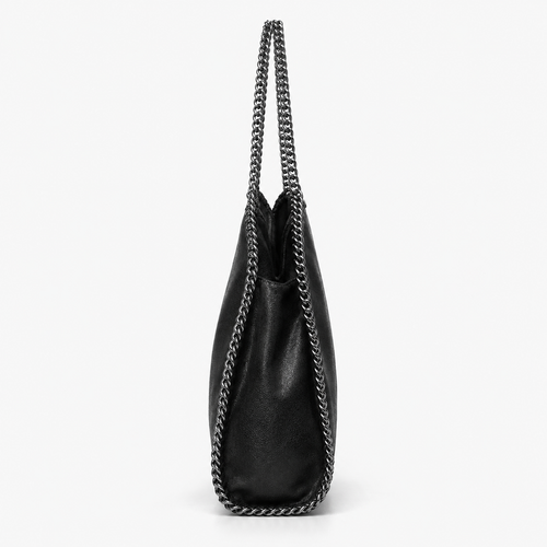 Konie Black Leather Slouchy Shoulder Handbag with Chain Strap