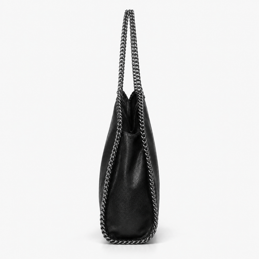 Konie Black Leather Slouchy Shoulder Handbag with Chain Strap