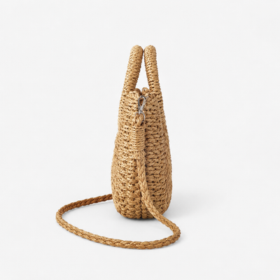 Léna Small Beige Straw Crossbody Bag
