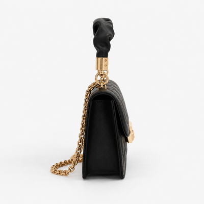 Sophie Black Quilted Flap Shoulder Bag with Gold Chain Strap