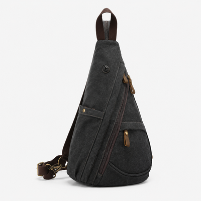 Unisex Canvas Chest Sling Bag with Headphone Port